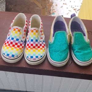 Vans slip on checker and sparkle